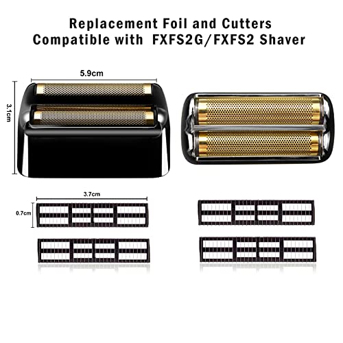 Replacement Heads Foil & Cutters Compatible with BaBylissPRO FXFS2 Shaver - color: black