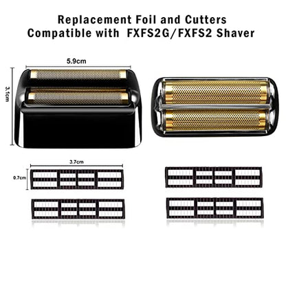 Replacement Heads Foil & Cutters Compatible with BaBylissPRO FXFS2 Shaver - color: black
