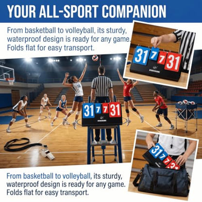 Flip Scoreboard, Portable Tabletop Score Keeper with Ring-Bound Number Cards for Table Tennis, Basketball, 15.75 x 8.27 in