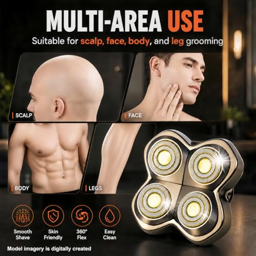 1 Pack Pro 4 Shaver Replacement Heads Compatible with Skull Pitbull Series - color: Golden Foil 1 Pack