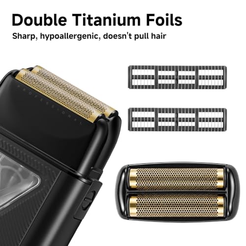VGR 334 Foil Shaver Replacement Head, Electric Shaver Replacement Foil and Cutters Set, Double Titanium Foils Floating Blade, 1 Pack
