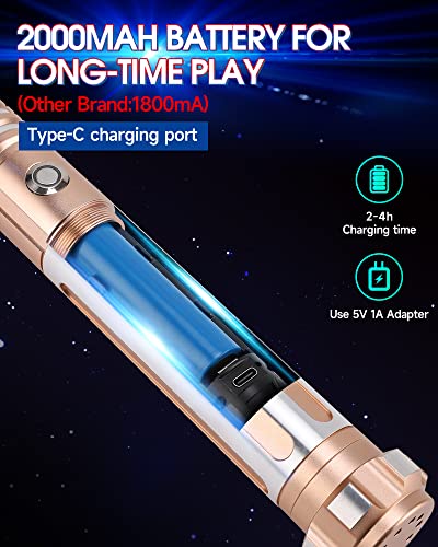 Dueling light saber , Motion Control Light Sabers for Adults,Smooth Swing Light Saber with 16 Sound Fonts ,RGB 12 Colors Changeable, Metal Hilt for Halloween Cosplay Party, Xmas Gift, Rose Gold,S9 - color: Rose Gold
