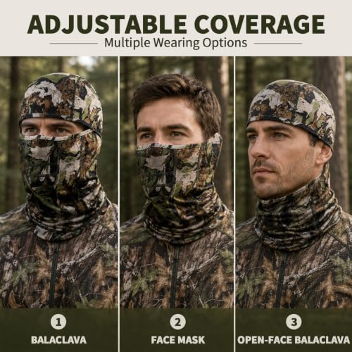 Lightweight Hunting Balaclava Camo Face Mask with Mesh Panel - color: Vortex Hide