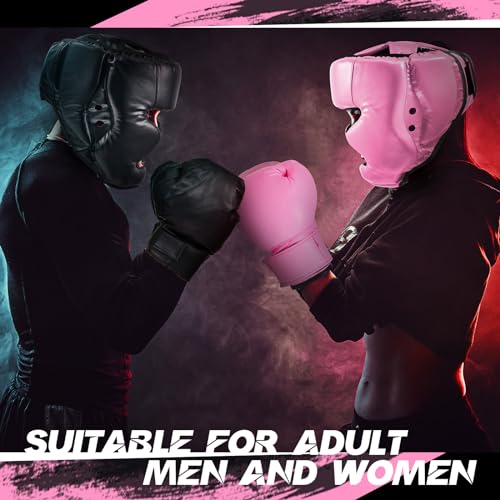 Kanayu 3 Pcs Boxing Headgears 3 Pair Gloves Set - color: Black, White, size: Adult