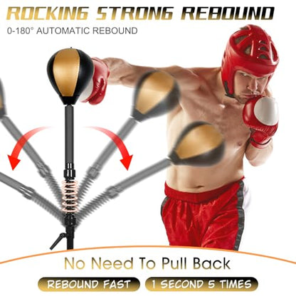 INNOLIFE Standing Reflex Speed Bag with Thick Base (Golden Black)