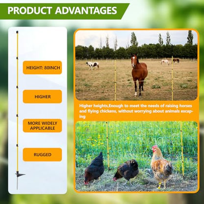 80 Inches Electric Fence Posts Fiberglass Step-in 20 Pack