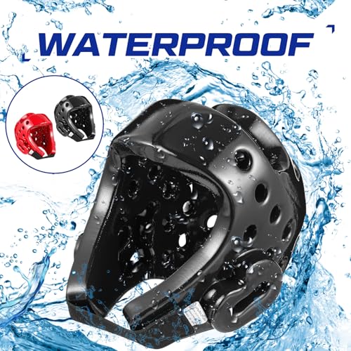 JellyArch 2 Pcs Taekwondo Karate Headgear MMA Martial Arts Helmet Soft Head Guard Protection Sparring Gear Helmet Boxing for Men Women Thai Kickboxing Grappling Muay Taekwondo - color: Red and Black, size: Large