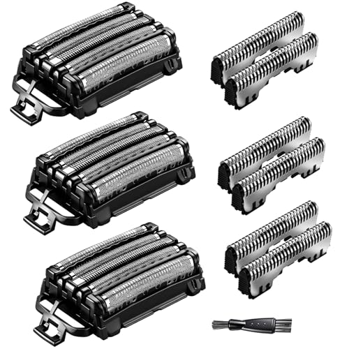 3Pack Replacement Blades and Foil Compatible with Panasonic ARC5 5-Blade Shavers, Compatible with WES9032P ES9032 ES9034 ES9036 ES9038, Fits Models ES-LV61, ES-LV65, ES-LV67, ES-LV95 1Cleaning Brush - color: Black-3