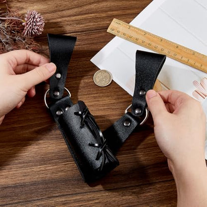 SUPERFINDINGS PU Leather Sword Sheaths Black Leather Sword Frog Swords Frogs Waist Belt Holder Retro Medieval for Adult Men Cosplay Props Knight
