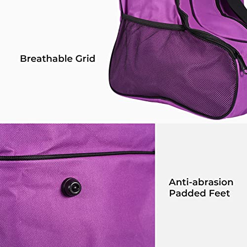 Roller Skate Bag with Adjustable Shoulder Strap for Kids and Adults to Hold Inline Skates and Knee Pads - color: Purple