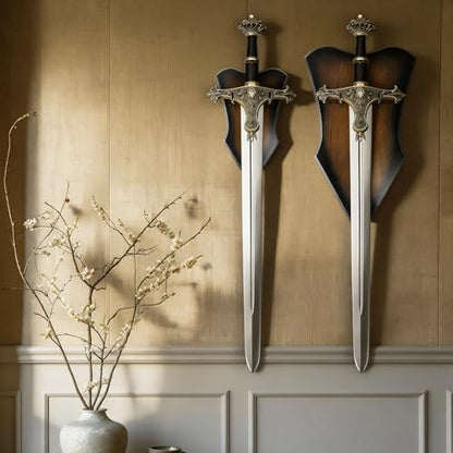 Sword Plaque Wall Mount Vertical Display Holder Adjustable Stand for Bow Medieval Dagger Axe (2pcs Medium Brown) - color: 2pcs Medium Brown