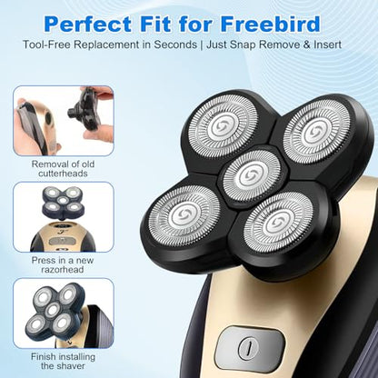 6 Pack Replacement Blades for Freebird Head Shaver - size: 6 Repl Head