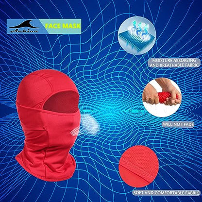 Achiou Ski Mask for Men and Women, Lightweight UV Balaclava Face Cover - color: Red