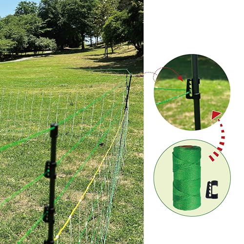 2 Pack Premium Electric Semi-Rigid Fence Netting 35.4"H x 98.42'L, Pre-Assembled Posts Raised to 47.2"H, Can Add Additional Polywire to Ensure Safety for Backyards,Homesteads,Gardens,Farms,and Ranches