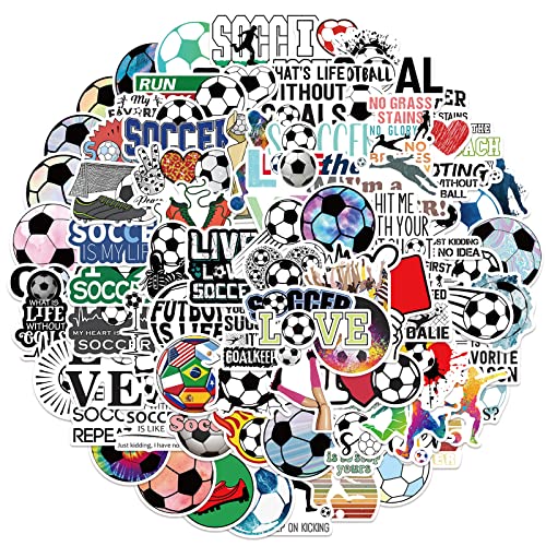 100 Pcs Soccer Stickers Inject Championship Energy into Your Party, Water Bottle, car, and Room, Making it a Must-Have Decoration for Football Fans' Parties (Soccer) - color: Football