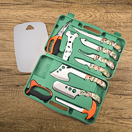 Hunting Deer Knife Set Field Dressing Kit Butcher Game Processor Set, 12 pc