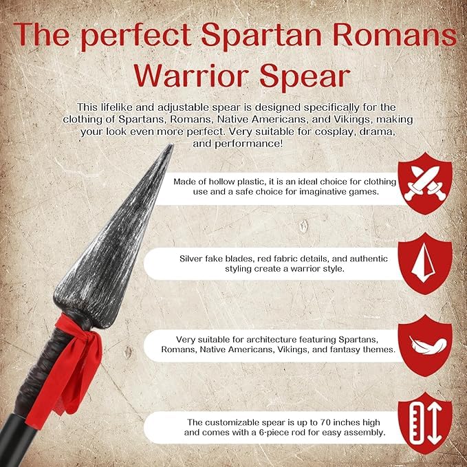 2 Sets Roman Plastic Spear, 70" Tactical Spear, Native American Weapons, Halloween Cosplay Accessory, Adult Toy Prop Weapon - color: Spear1