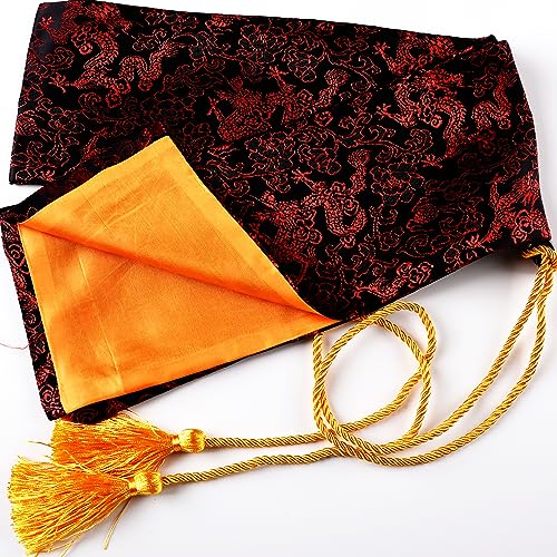 51 Inch Synthetic Silk Nice Pattern Bag with Golden Tassel Cover Carrying for Japanese Samurai Katana Chinese Swords - color: red