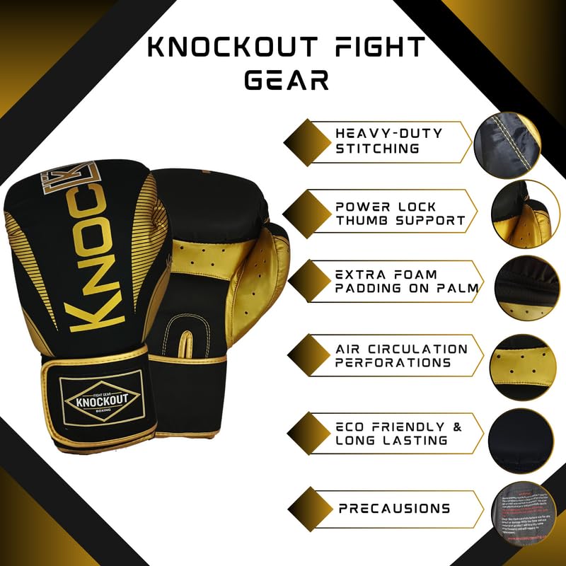 Knockout Elite Boxing Gloves 2 Pair Set, Complete Kit with Hand Wraps, Bag Pack, and Mouth Guard - Size 8oz-16oz-All Color Available - color: Silver / Golden, size: 12 oz