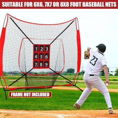 TOBWOLF Adjustable Strike Zone Target for Baseball Softball Net, Numbered Baseball Softball Pitching Target, 9 Pocket Pitching Net Practice Accuracy Training Throwing for Hitting Batting Catching