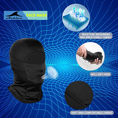 Achiou Ski Mask for Men and Women, Lightweight UV Balaclava Face Cover - color: Black