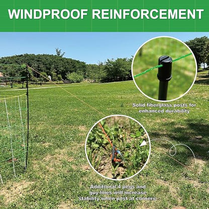 2 Pack Premium Electric Semi-Rigid Fence Netting 35.4"H x 98.42'L, Pre-Assembled Posts Raised to 47.2"H, Can Add Additional Polywire to Ensure Safety for Backyards,Homesteads,Gardens,Farms,and Ranches