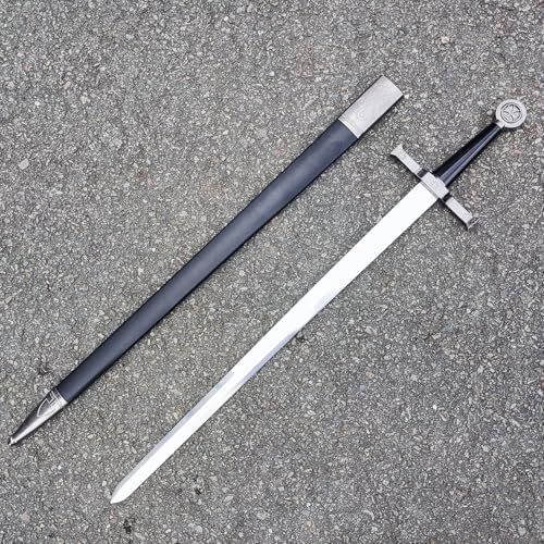 Stainless Steel Medieval Star of David King Solomon Cross Crusader Knight Templar Sword for Collection, Cosplay, Display - style: D-33.9 inch
