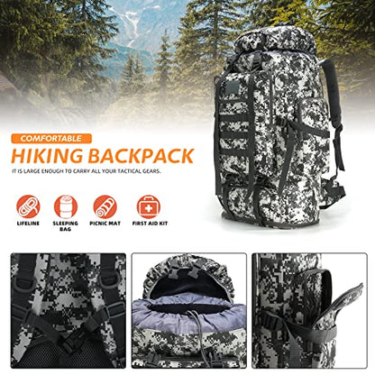 100L Hiking Camping Backpack MOLLE Rucksack Waterproof Daypack for Traveling (City Camo) - color: Citycamo