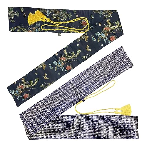 2pcs Sword Bag 51inch Synthetic Silk Katana Bag Sword Cover Carrying Case For Samurai Swords - color: Classic