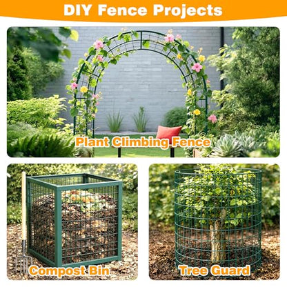Green PVC Coated Welded Wire Fencing, 60in High x 100ft Long, 2 inch x 4 inch 14GA 2/3/4/5/6 Ft Tall Welded Wire Fence Rolls, Green Metal Garden Fence Wire Roll Garden Fencing for Yard - color: Green, size: 2"x4" 14GA 60" x 100'