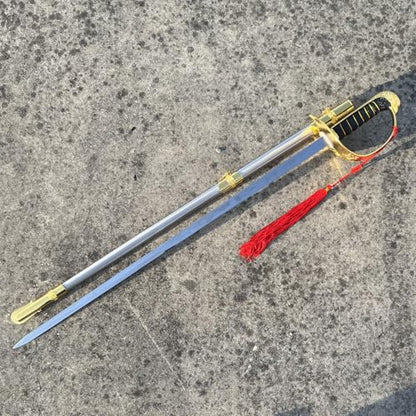 37.8" Stainless Steel Eagle Head Straight Ceremonial Sword,European Honor Guard Parade Sword,Unsharpened Drill Saber - style: A