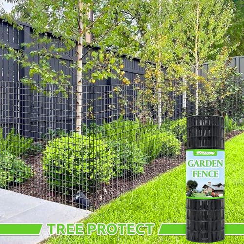 PVC Coated Wire Mesh Fence – 24in H x 100ft L Farm & Garden Wire Fencing, 2" x 3" Square Mesh, 16 Gauge Black Metal Wire for Chicken,Dog,Vegetable Garden,Poultry Fencing,Livestock and Animal Barrier - color: Black, size: 2"x3" 24inx100ft