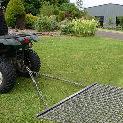 Rengue ATV/UTV 4x4 Feet Baseball Field Drag, Lawn Leveling Steel Mesh Heavy Duty Surface Leveling Mat, Drag Harrow for Gravel, Manual or Vehicle Driveway, Soil Leveling, Farm Garden, Football Field