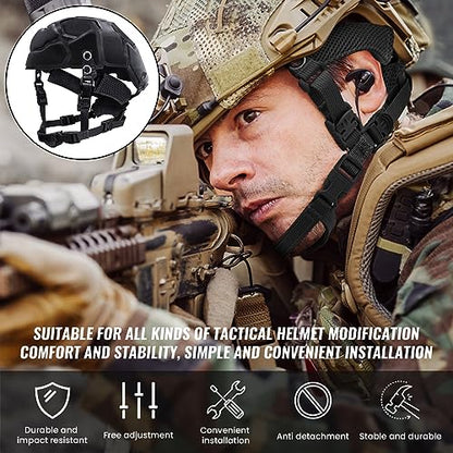 Tactical Helmet Pads and Helmet Chin Strap Replacement Adjustable for Tactical Fast MICH ACH Bump FMA EXF Helmet Replacement Accessories Kit - color: black