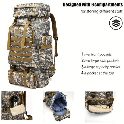 JUMAHE Rugged 80L Military Backpack for Men Versatile, Waterproof, and Breathable Ideal for Camping, Hiking, and Travel (Jungle) - color: Jungle