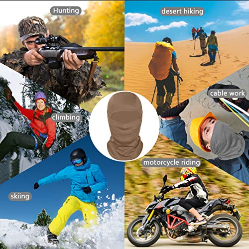 Achiou Ski Mask for Men and Women, Lightweight UV Balaclava Face Cover - color: Khaki