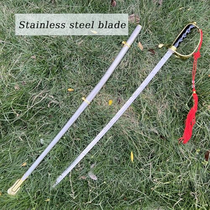 37.8" Stainless Steel Eagle Head Straight Ceremonial Sword,European Honor Guard Parade Sword,Unsharpened Drill Saber - style: C