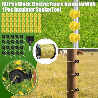 Electric Fence Kit, 7 Mile 110 VAC 0.35 J Fence Charger, 3366 ft Polywire - style: 0.35J