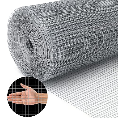Land Guard 19 Gauge Hardware Cloth, 1/2 inch Chicken Wire Fence, Galvanized Welded Cage Wire Mesh Roll Supports Poultry Netting Cage Fence……… - color: Galvanized, size: 1/2inch 16inch×25ft
