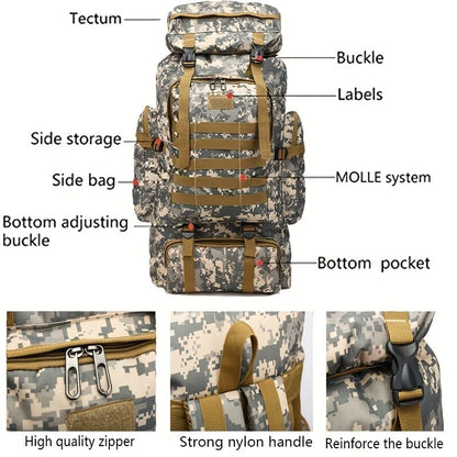JUMAHE Rugged 80L Military Backpack for Men Versatile, Waterproof, and Breathable Ideal for Camping, Hiking, and Travel (Desert) - color: Desert