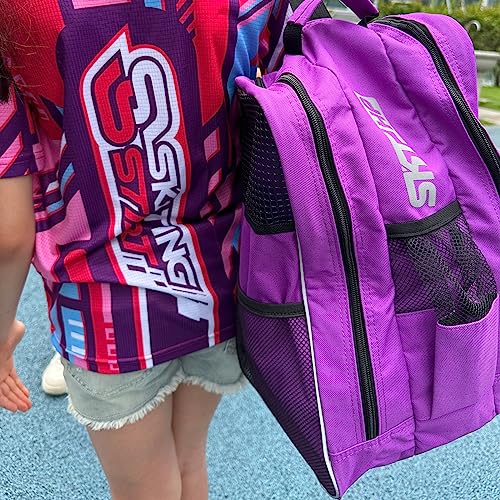Roller Skate Bag with Adjustable Shoulder Strap for Kids and Adults to Hold Inline Skates and Knee Pads - color: C Purple