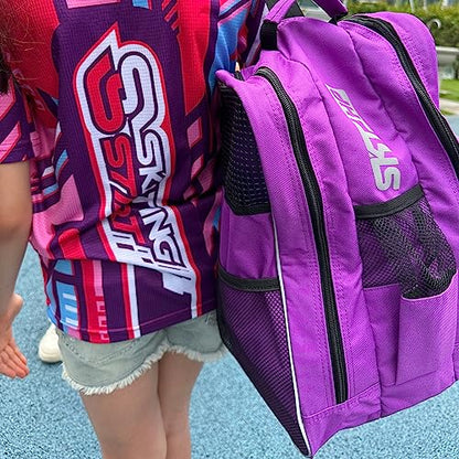 Roller Skate Bag with Adjustable Shoulder Strap for Kids and Adults to Hold Inline Skates and Knee Pads - color: C Purple