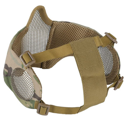 OneTigris Foldable Airsoft Steel Mesh Half Face Mask with Ear Protection - color: Camo Color