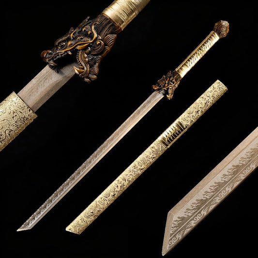 Dragon Katana Sword, Premium High‑Manganese‑Steel Unsharpened Full‑Size Replica Katana for Adults, Decorative Martial Arts Prop Sword, Ideal for Anime Cosplay, Kendo Practice