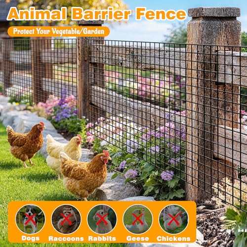 Black PVC Coated Welded Wire Fencing, 48in High x 100ft Long, 2 inch x 2 inch 16GA 2/3/4/5/6 Ft Tall Welded Wire Fence Rolls, Black Metal Garden Fence Wire Roll Garden Fencing for Yard - color: Black, size: 2"x2" 16GA 48" x 100'