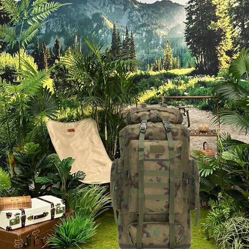 100L Hiking Camping Backpack MOLLE Rucksack Waterproof Daypack (RuinGreen) - color: Ruingreen
