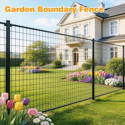 Black PVC Coated Welded Wire Fencing, 60in High x 100ft Long, 2 inch x 4 inch 14GA 2/3/4/5/6 Ft Tall Welded Wire Fence Rolls, Black Metal Garden Fence Wire Roll Garden Fencing for Yard - color: Black, size: 2"x4" 14GA 60" x 100'