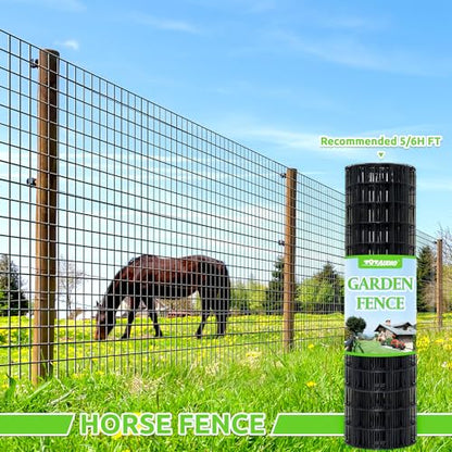 Black PVC Coated Welded Wire Fencing,2"x3" 16 Gauge,60inch H x 50ft L Garden Wire Fence Roll,2/3/4/5/6ft Tall x 50/100 ft Long Hardware Cloth Metal Mesh for Yard,Farm,Chicken,Dog,Vegetable Protection - color: Black, size: 2"x3" 60inx50ft