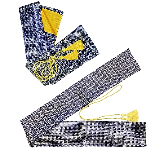 2pcs Sword Bag 51inch Synthetic Silk Katana Bag Sword Cover Carrying Case For Samurai Swords - color: Blue