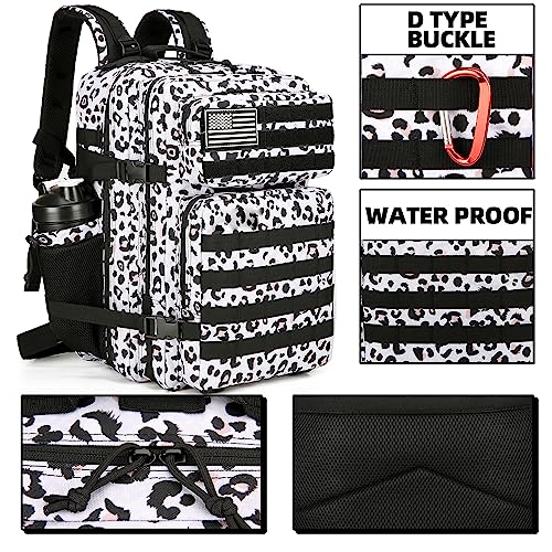Military 45L Tactical Assault Backpack 3 day assault pack with Molle Waterproof backpack Rucksack for Tactical Backpacks - color: Whiteleopard